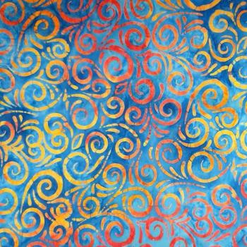 Preview: ORANGE BLUE - Chrome - Batikstoff aus Indonesien
